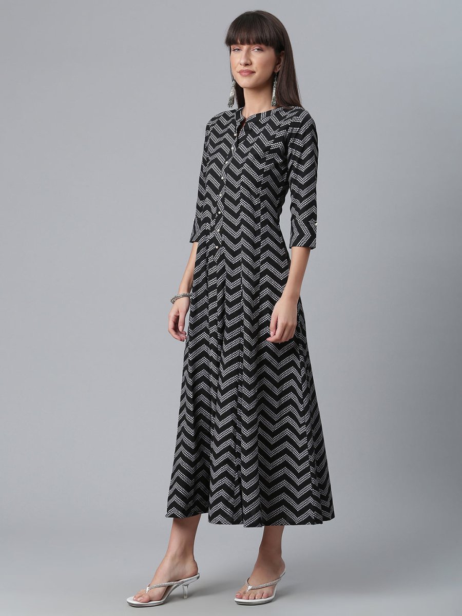 Ahalyaa Crepe Black Printed Kurta | Grocsy