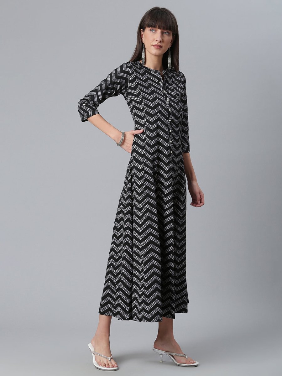 Ahalyaa Crepe Black Printed Kurta | Grocsy