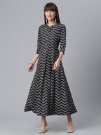 Ahalyaa Crepe Black Printed Kurta | Grocsy