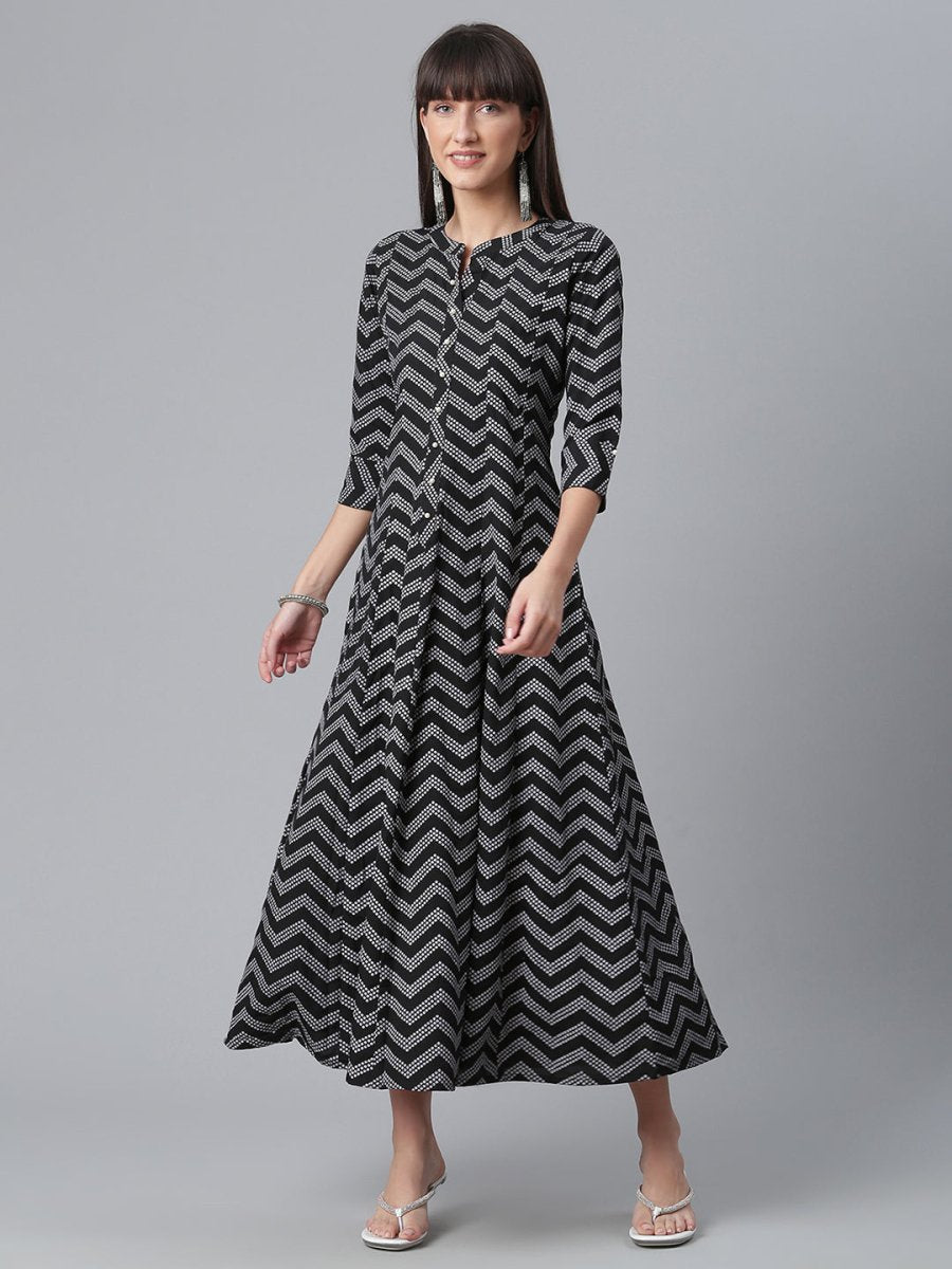 Ahalyaa Crepe Black Printed Kurta | Grocsy
