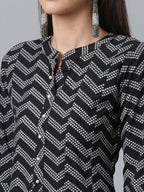 Ahalyaa Crepe Black Printed Kurta | Grocsy