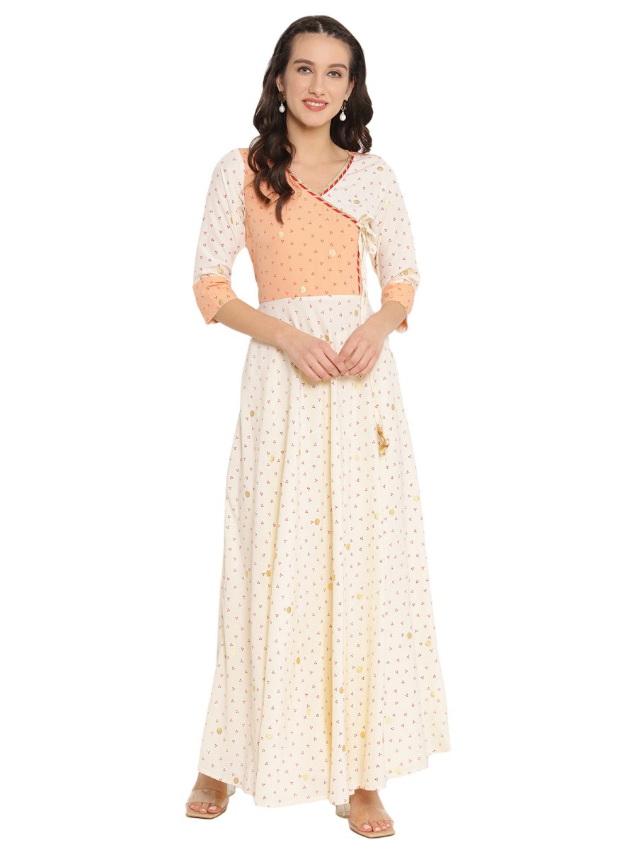 Ahalyaa Angrakha Printed Long Kurta | Grocsy
