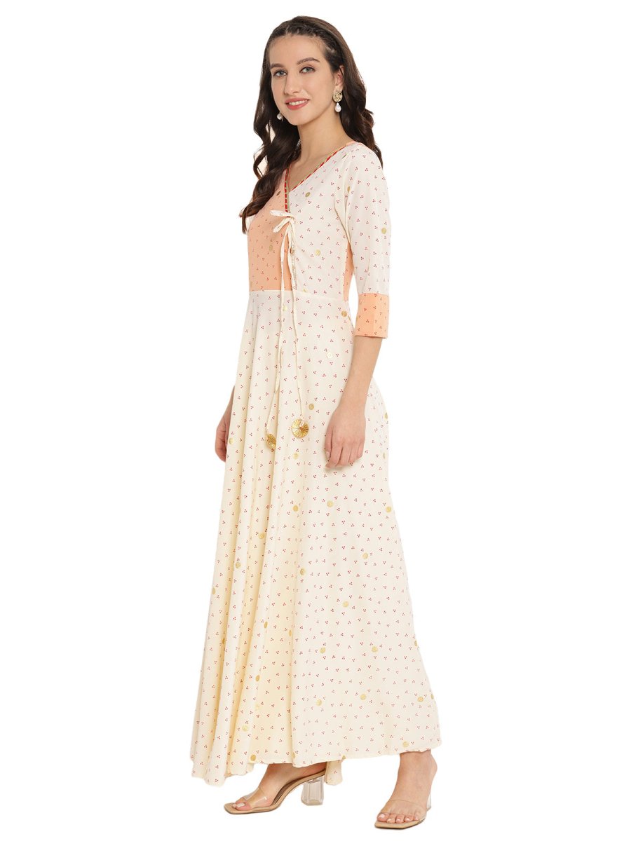 Ahalyaa Angrakha Printed Long Kurta | Grocsy