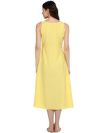 Ahalyaa Women Yellow Solid A-Line Dress | Grocsy