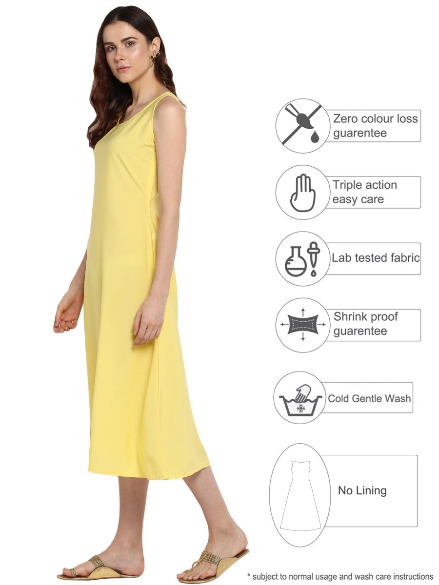 Ahalyaa Women Yellow Solid A-Line Dress | Grocsy