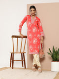 Ahalyaa Women Red Floral Printed Gotta Patti Kurta with Dhoti Pants | Grocsy