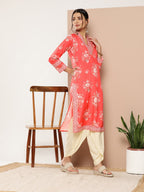 Ahalyaa Women Red Floral Printed Gotta Patti Kurta with Dhoti Pants | Grocsy