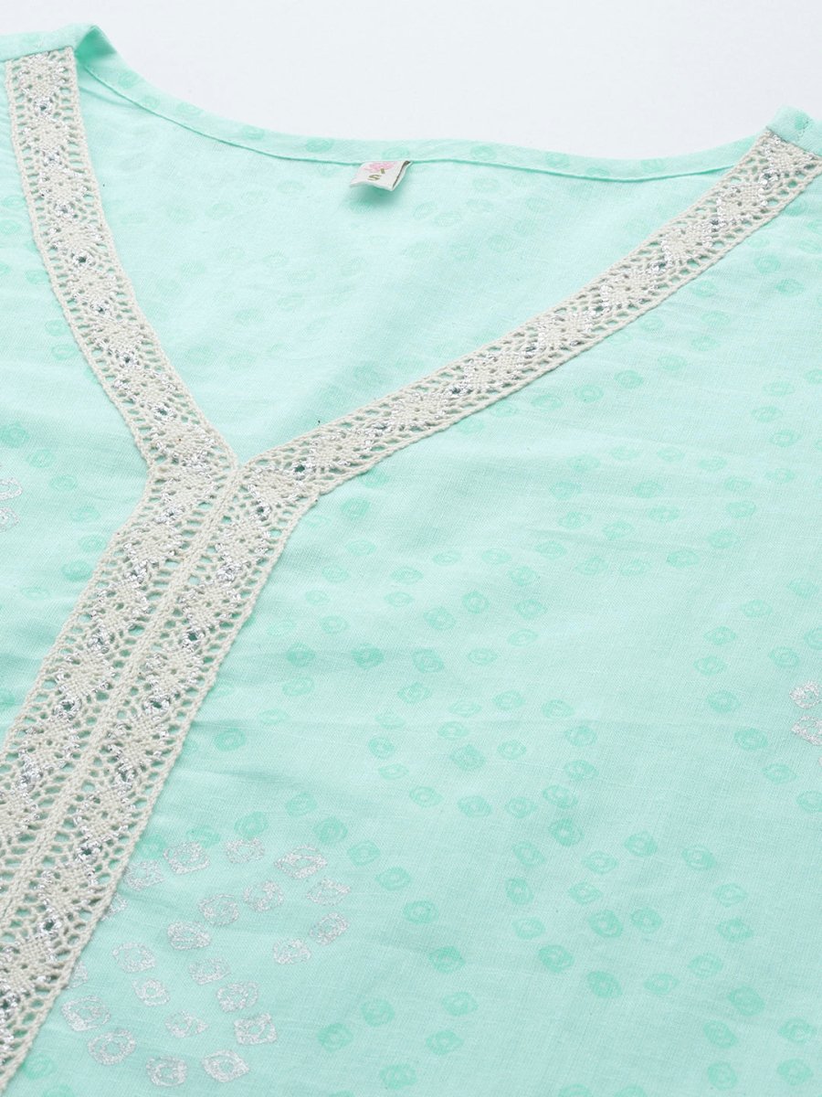 Ahalyaa Bandhani Printed Regular Pure Cotton Kurta With Dhoti Pants | Grocsy