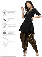 Ahalyaa Black A-line Crepe Kurta Set | Grocsy