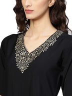 Ahalyaa Black A-line Crepe Kurta Set | Grocsy
