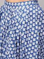 Ahalyaa Women Blue & White Printed Kurti with Dhoti Pants | Grocsy