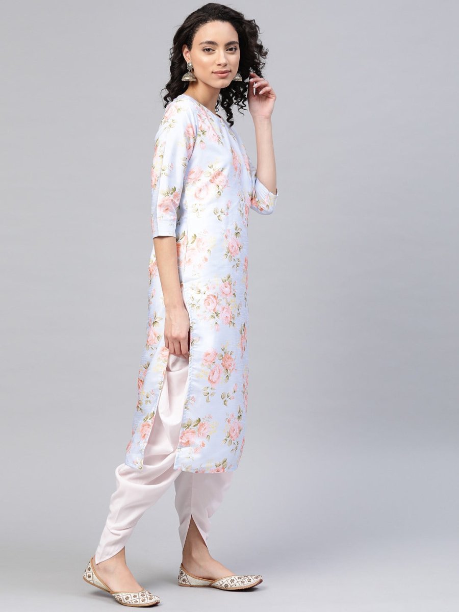 Ahalyaa Women Poly Silk Digital Print Kurta With Dhoti Pant | Grocsy