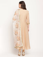 Ahalyaa Beige & Off-White Beautiful Anarkali Kurta with Dupatta | Grocsy