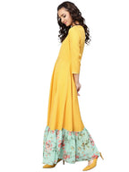 Ahalyaa Mustard Straight Crepe Kurta Set | Grocsy