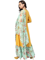 Ahalyaa Mustard Straight Crepe Kurta Set | Grocsy