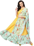 Ahalyaa Mustard Straight Crepe Kurta Set | Grocsy