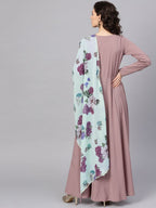 Ahalyaa Women's Mauve A-Line Kurta Set | Grocsy