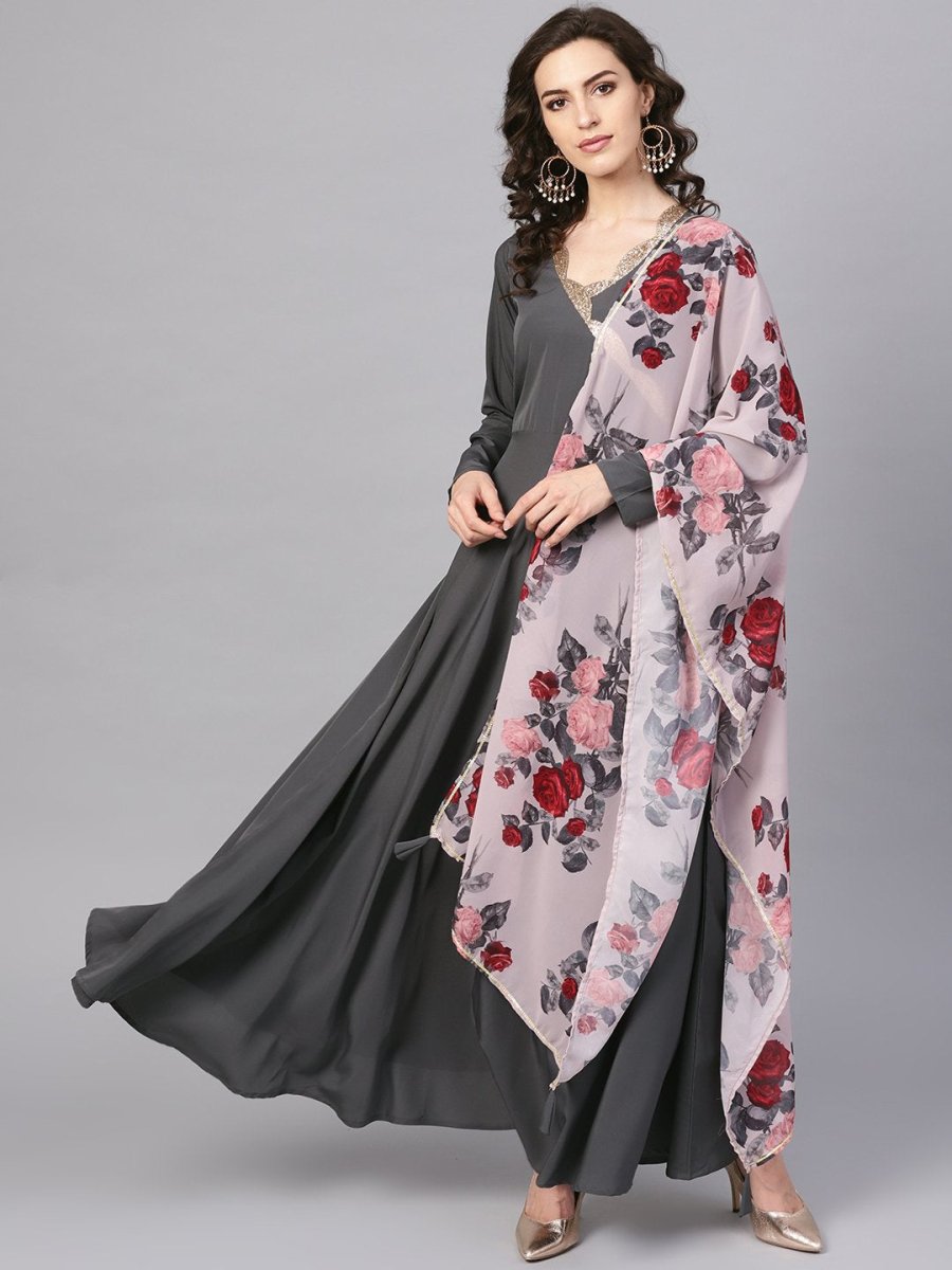Ahalyaa Women's Black A-Line Kurta Set | Grocsy