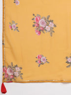 Ahalyaa Women Red Mustard Yellow Solid Angrakha A-Line Dress with Dupatta | Grocsy