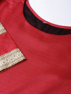 Ahalyaa Red Solid Anarkali Kurta With Dupatta | Grocsy