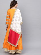Ahalyaa Solid Pleated Kurta with Dupatta | Grocsy