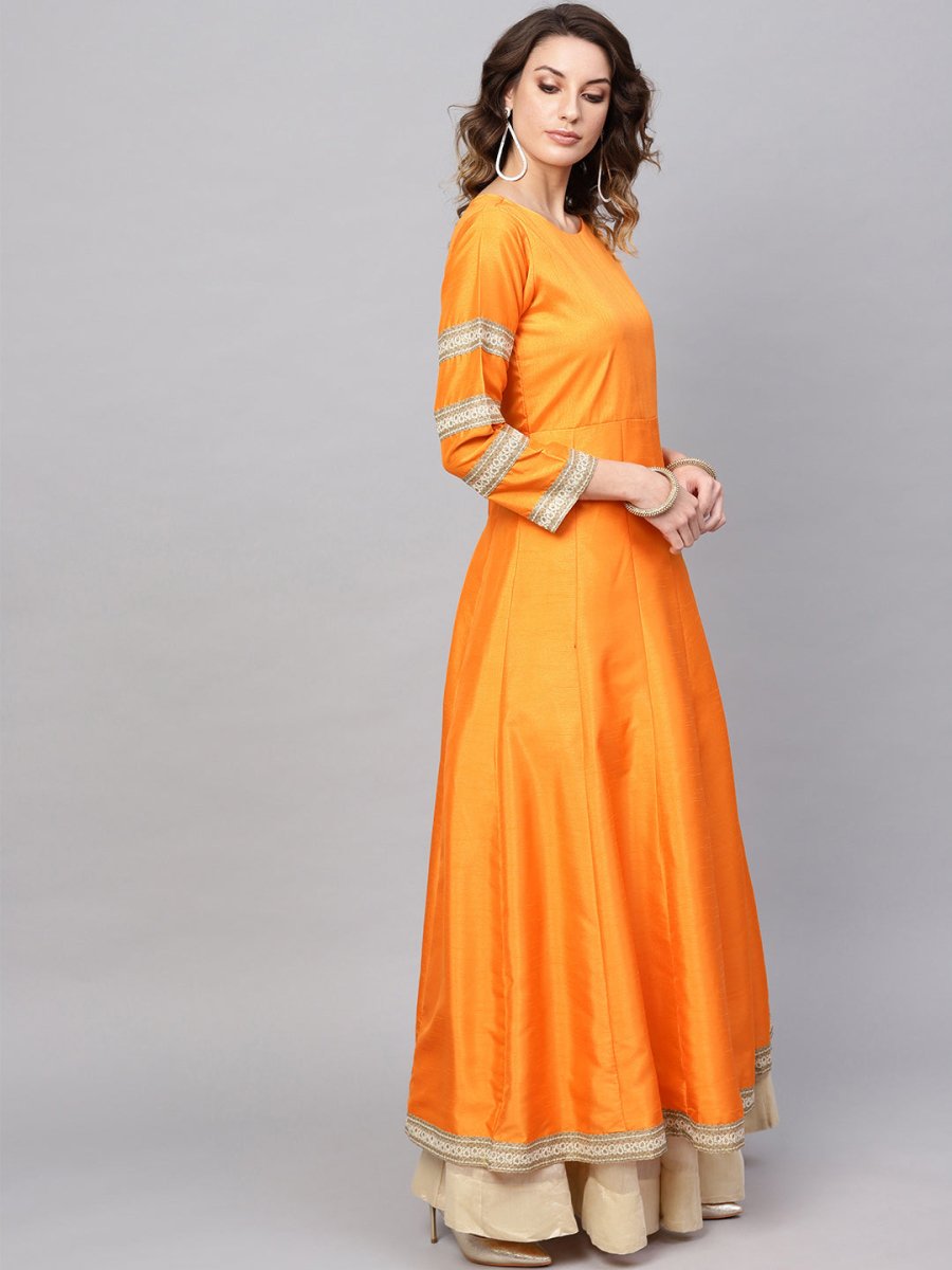 Ahalyaa Solid Pleated Kurta with Dupatta | Grocsy