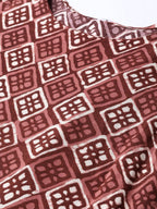 Ahalyaa Women Maroon & Off-White Printed Anarkali Kurta with Beautiful Dupatta | Grocsy