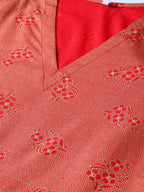 Ahalyaa Women Red & Golden Printed Beautiful A-Line Kurta with Dupatta | Grocsy