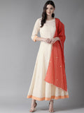 Ahalyaa Cream Kurta with Dupatta Set | Grocsy