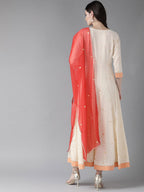 Ahalyaa Cream Kurta with Dupatta Set | Grocsy