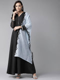 Ahalyaa Black Solid Maxi Dress With Dupatta | Grocsy