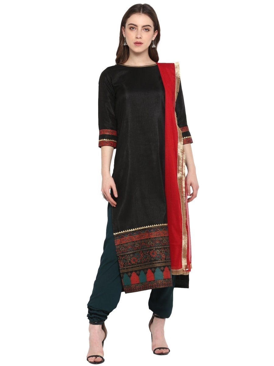 Ahalyaa Women Black & Red Kurta Set | Grocsy