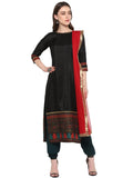 Ahalyaa Women Black & Red Kurta Set | Grocsy