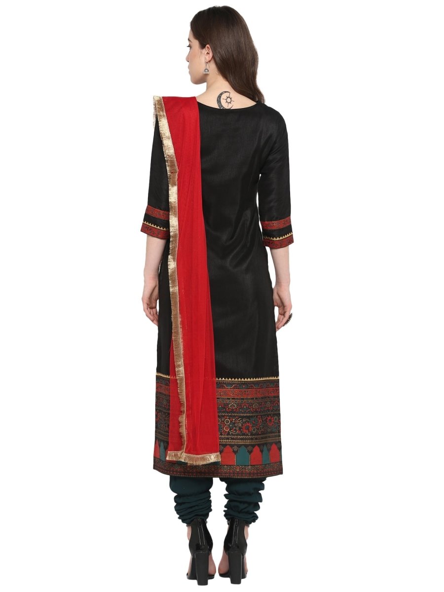 Ahalyaa Women Black & Red Kurta Set | Grocsy
