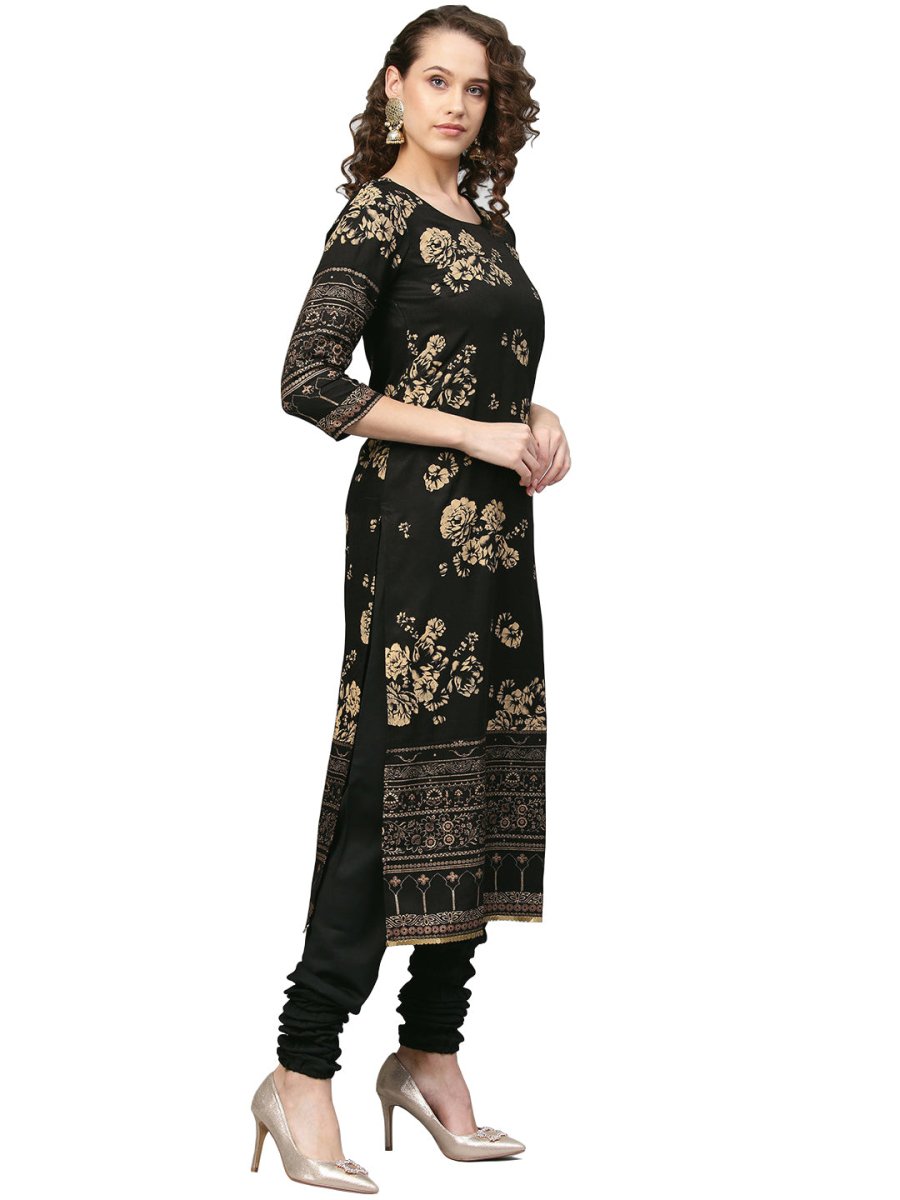 Ahalyaa Black Printed Kurta Set For Women's | Grocsy