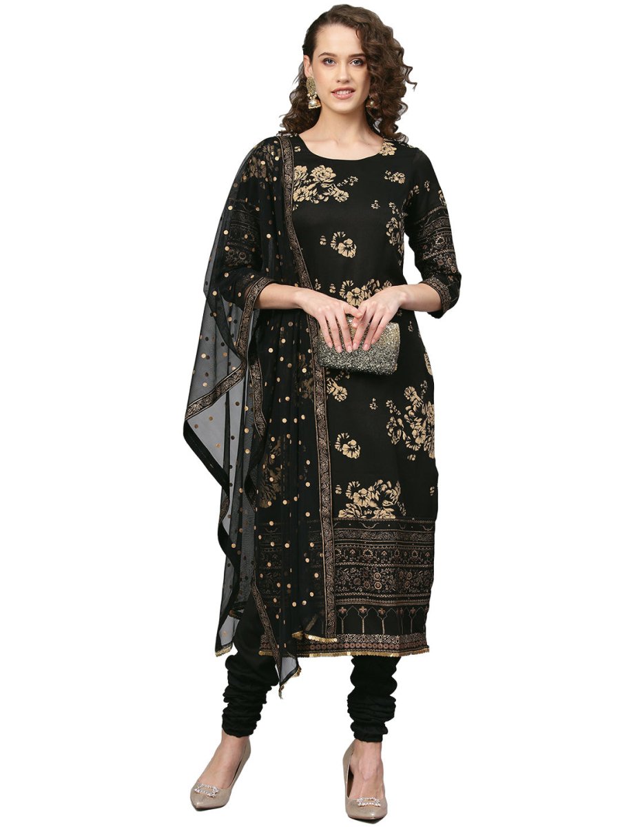 Ahalyaa Black Printed Kurta Set For Women's | Grocsy