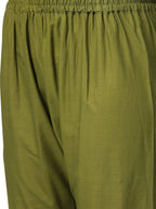 Ahalyaa Shimmer Green Cotton Kurta Gharara With Peach Dupatta | Grocsy