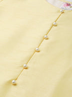 Ahalyaa Yellow & Pink Solid Kurta with Trousers & Floral Dupatta | Grocsy