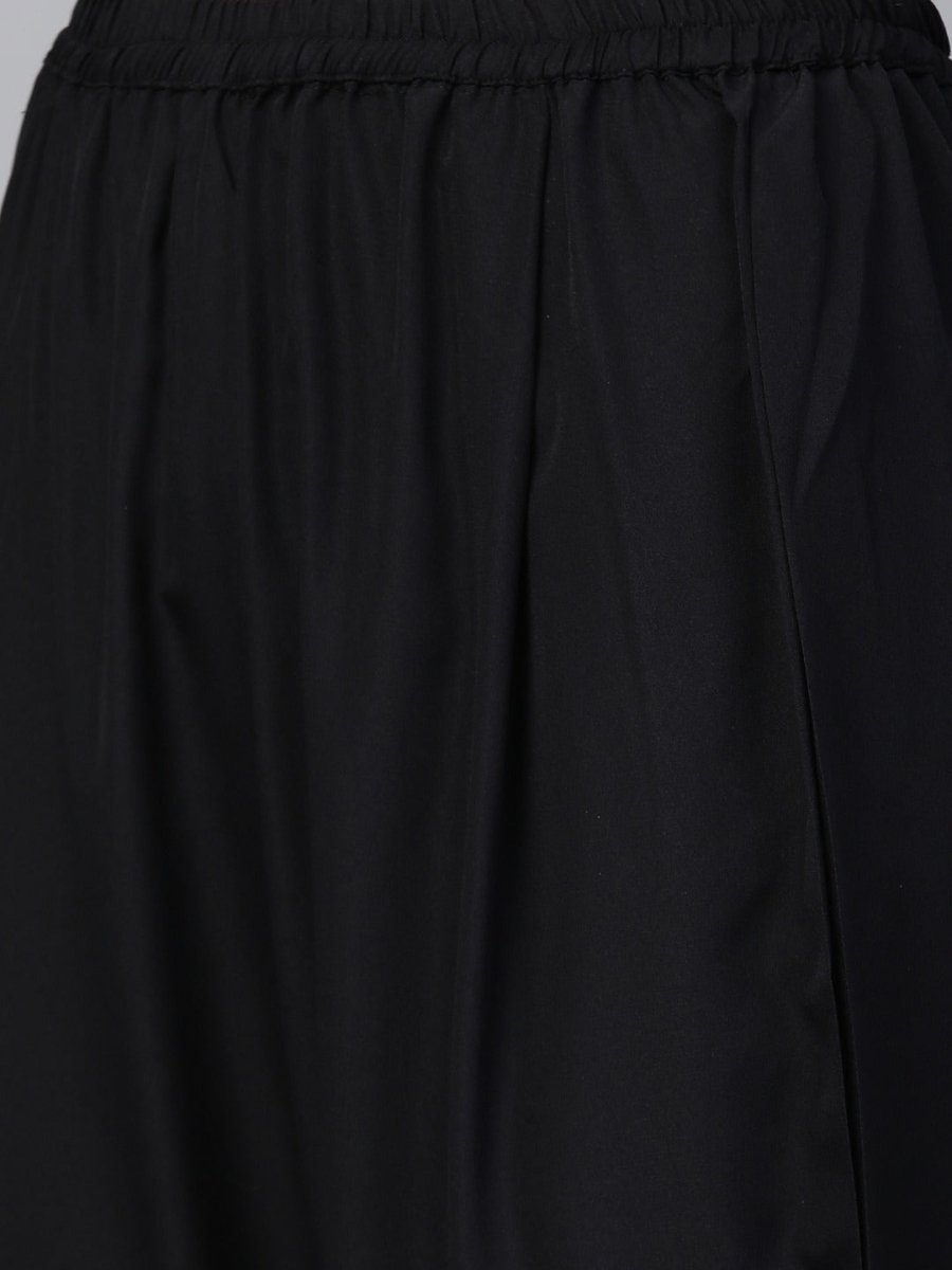Ahalyaa Black & Golden Screen Printed Kurta with Trousers & Chevron Dupatta | Grocsy