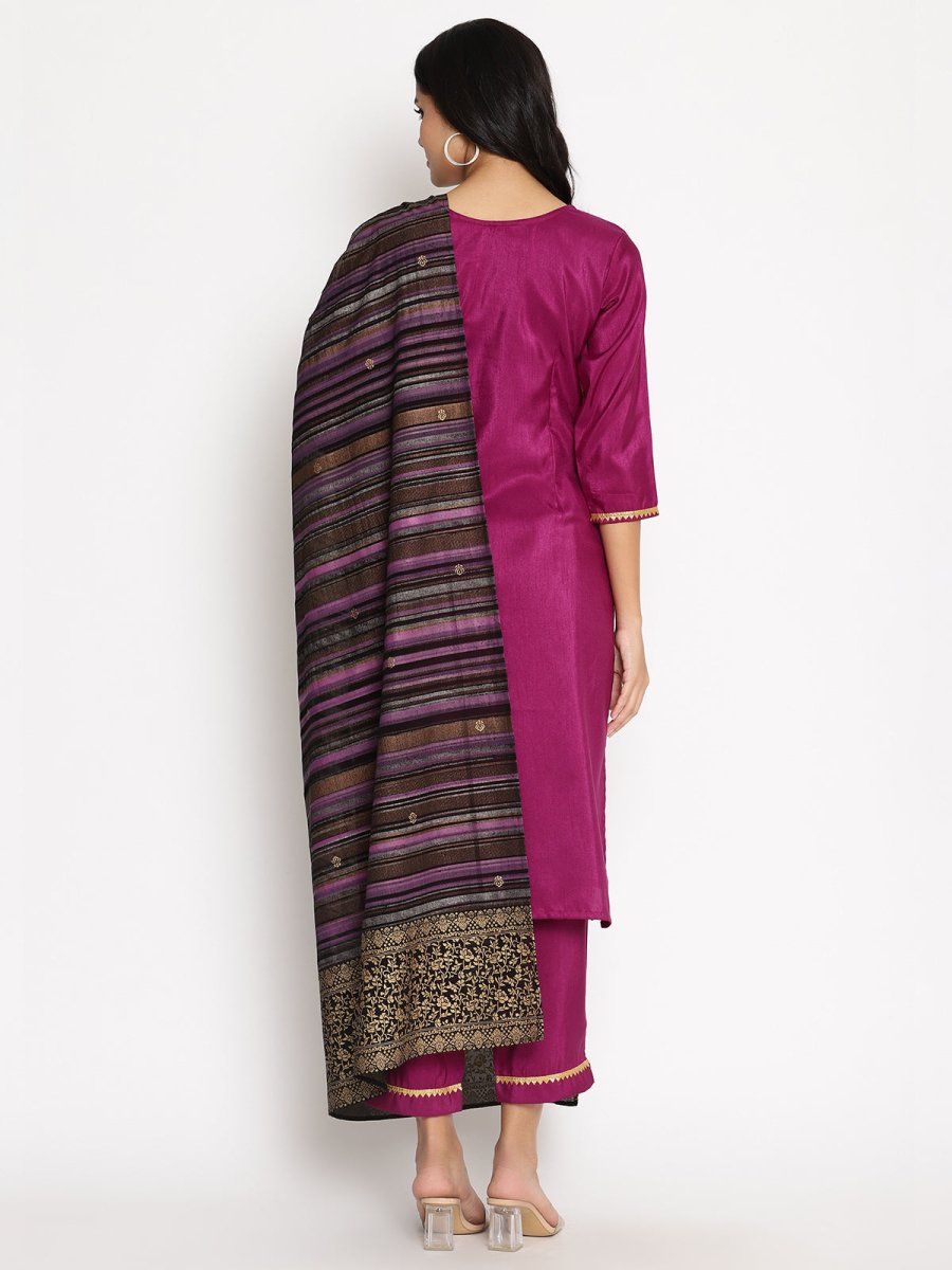 Ahalyaa Poly Silk Kurta Pant With Dupatta Set | Grocsy
