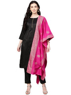 Ahalyaa Black With Bright Pink Kurta Set | Grocsy