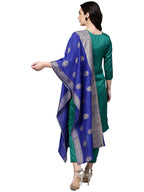 Indian Clothing Ahalyaa Green Solid Kurta with Trousers & Dupatta | Grocsy