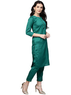Indian Clothing Ahalyaa Green Solid Kurta with Trousers & Dupatta | Grocsy