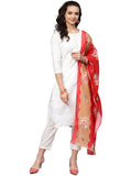 Ahalyaa White Straight Cotton Kurta Set | Grocsy