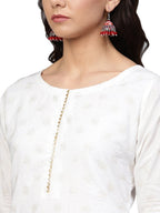 Ahalyaa White Straight Cotton Kurta Set | Grocsy