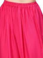 Ahalyaa Fuchsia Viscose Rayon Straight Kurta Set | Grocsy