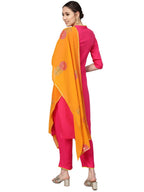 Ahalyaa Fuchsia Viscose Rayon Straight Kurta Set | Grocsy