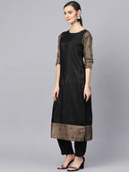 Ahalyaa Black Solid Kurta with Trousers & Dupatta | Grocsy