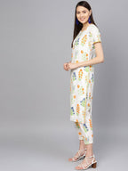Ahalyaa Women Off white Printed Beautiful Kurta Set | Grocsy