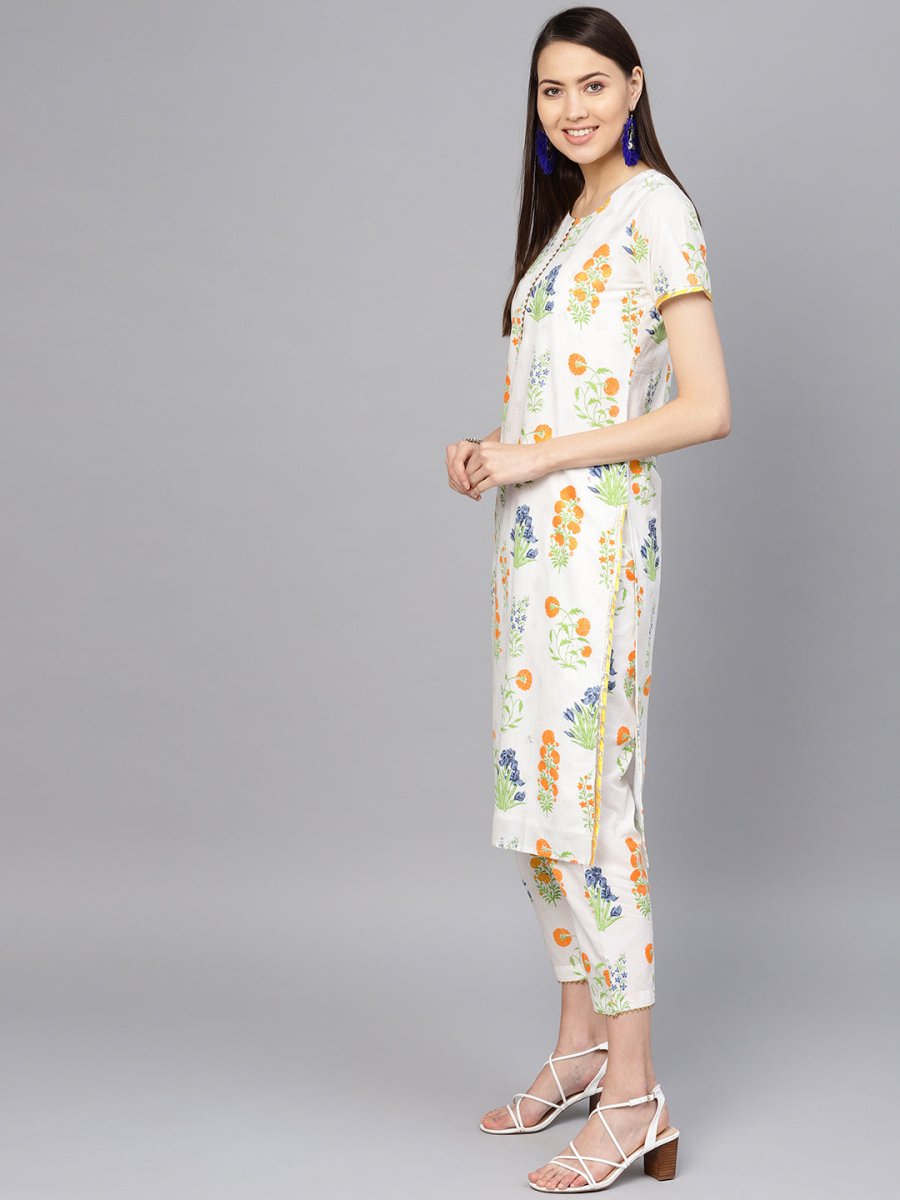 Ahalyaa Women Off white Printed Beautiful Kurta Set | Grocsy